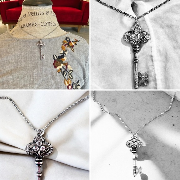 Key pendant charm necklace Key charm necklace Key pendant jewellery Rhinestones - Picture 15 of 17